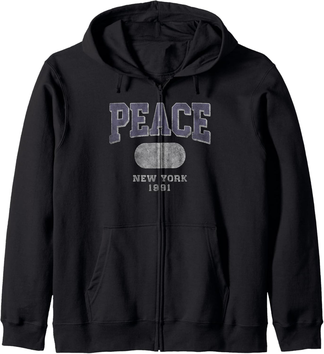 Trendy Peace New York 1991 Collegiate Bold Text Kapuzenjacke