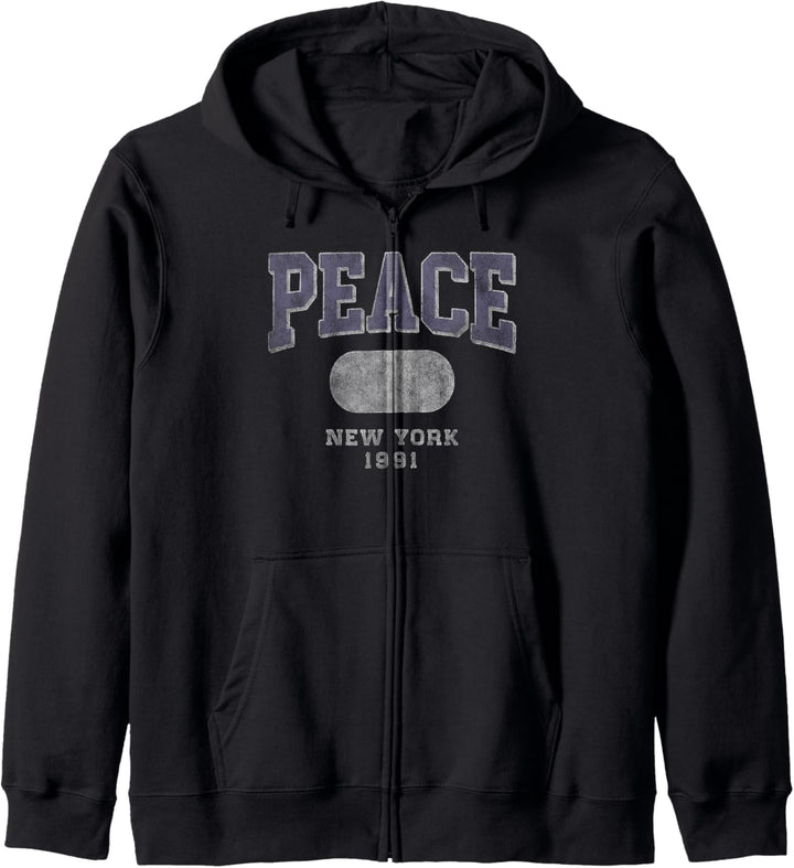 Trendy Peace New York 1991 Collegiate Bold Text Kapuzenjacke