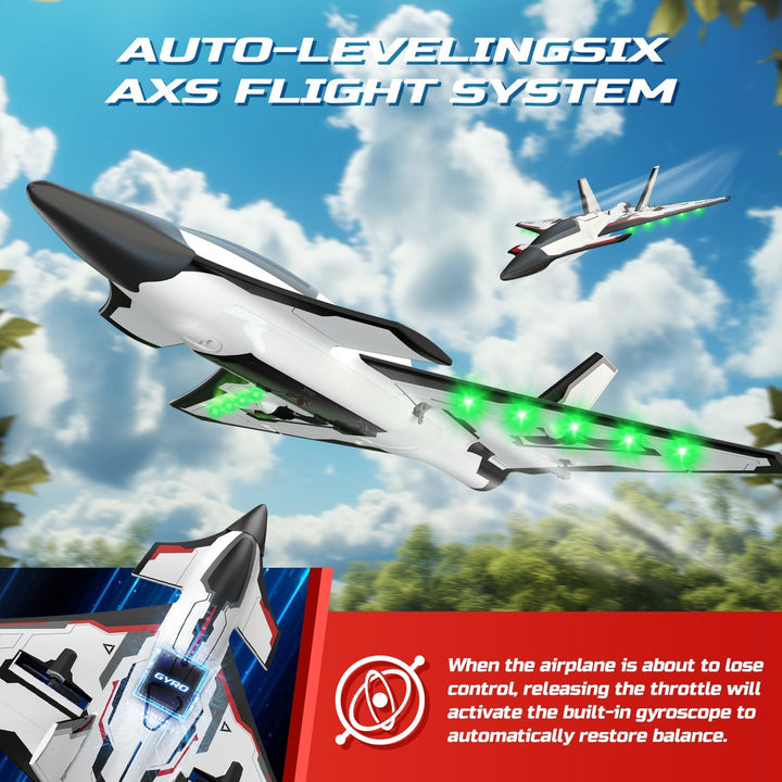 DEERC Future RC Flugzeug mit 4 Kanälen, LED-Lichtern, leicht zu fliegen, akrobatisches Flugzeug, 2,4
