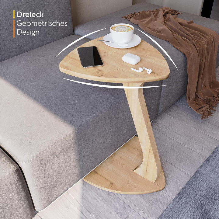 Beistelltisch Couch, Kleiner Beistelltisch C-Form, Sofatisch in stylischer Eiche-Optik, Kleiner Couc