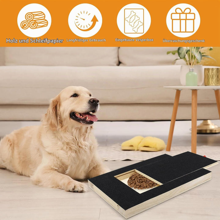 Krallenschleifer für Hunde mit Snack-Box,Hunde Krallenschleifer mit 2 Ersatzblättern Schleifpapier,K