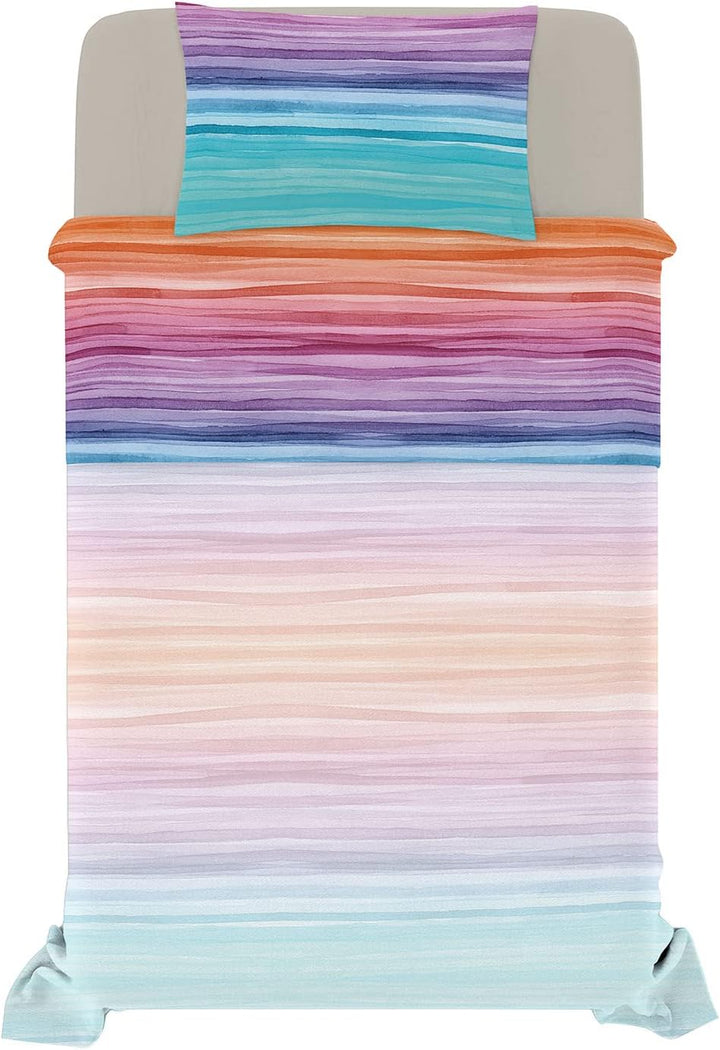 Fantasy Italian Bed Linen Bettwäsche, Rainbow, Kleine doppelte, Mikrofaser, Regenbogen Rainbow Klein
