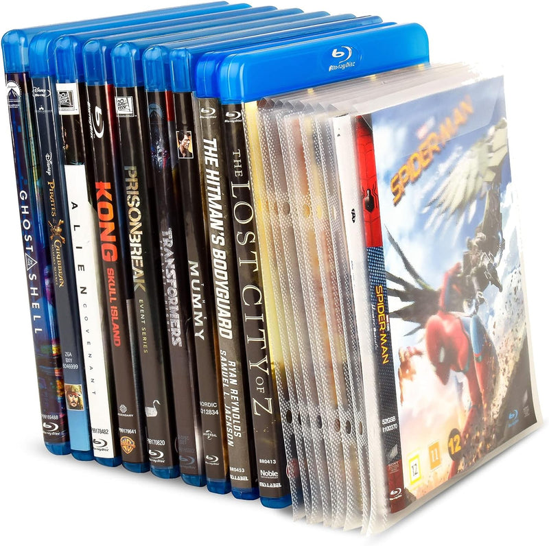 3L Blu-Ray Aufbewahrung - Kombipack mit 50 BluRay Hüllen & 2 Ringordner - Praktisch für Blu Ray Ordn
