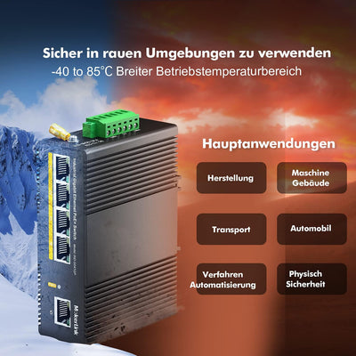 MokerLink 5 Port PoE Gigabit Industrial DIN-Rail Ethernet Switch Hutschiene, 60W PoE+ Leistung, 14Gb