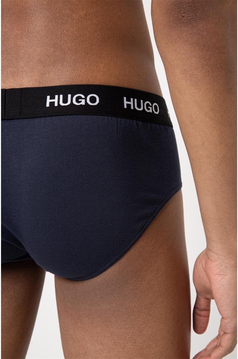 HUGO Herren HIPBRIEF TRIPLETPACK Dreier-Pack Slips aus Stretch-Baumwolle mit Logo am Bund, Navy410