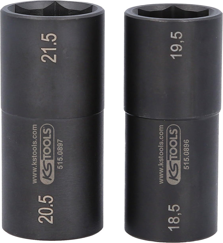 KS Tools 515.0895 1/2" Spezial-Alu-Felgen-Kraft-Stecknuss-Satz für Ford, 18,5 / 19,5 / 20,5 / 21,5 m