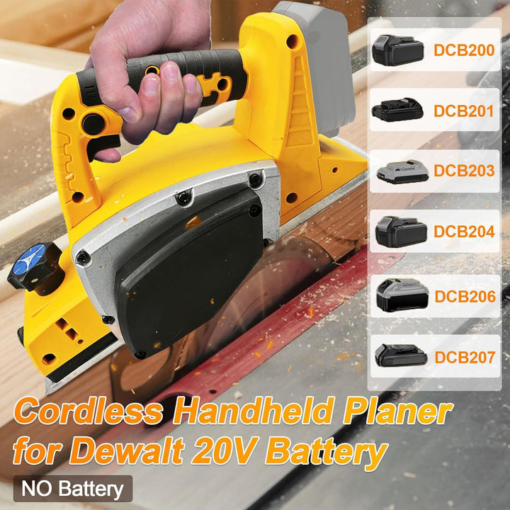 Akku Elektrohobel Kompatibel mit Dewalt 20V, Akku-Hobel Holz 16500RPM Bürstenlose Elektrohobe Hobelb