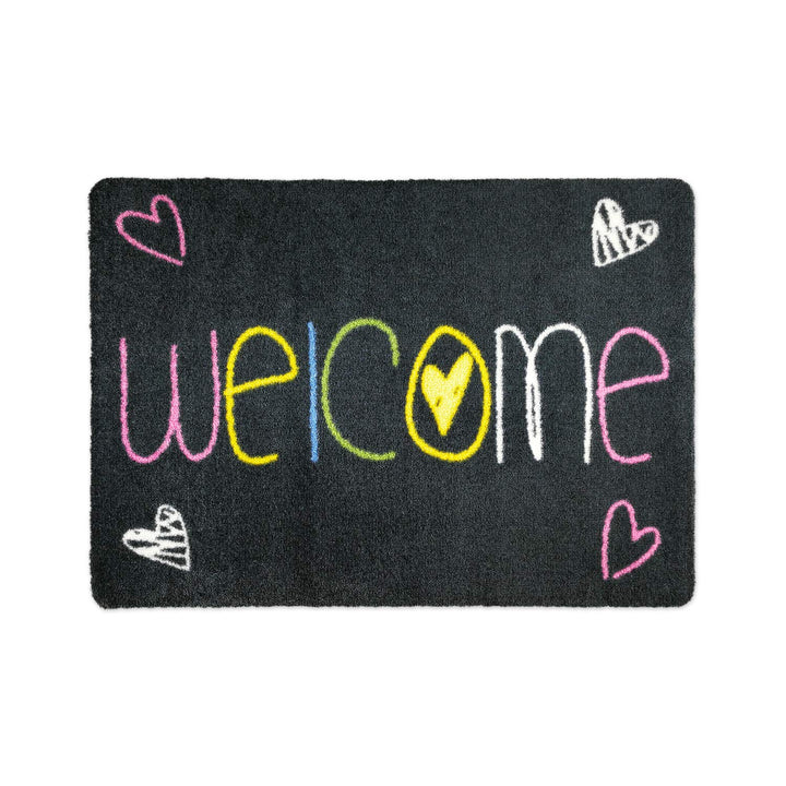 Fussmatte Welcome 50 x 70 cm Grau - rutschfeste, waschbare Fussmatte für Aussen und Innen - Saugstar