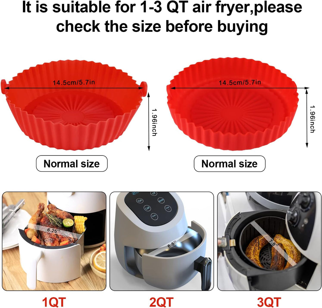 LUTER 2 Stück Heissluftfritteuse Korb, 14,5cm Durchmesser Rund Air Fryer mit Silikon Topf und Einsät
