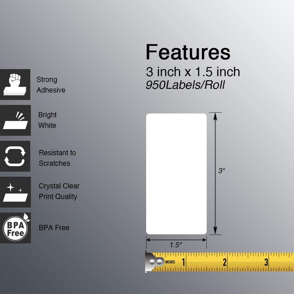 BETCKEY - 76mm x 38mm(3 in x 1,5 in) Perforierte Barcode/Versand/Adresse Thermoetiketten Kompatibel