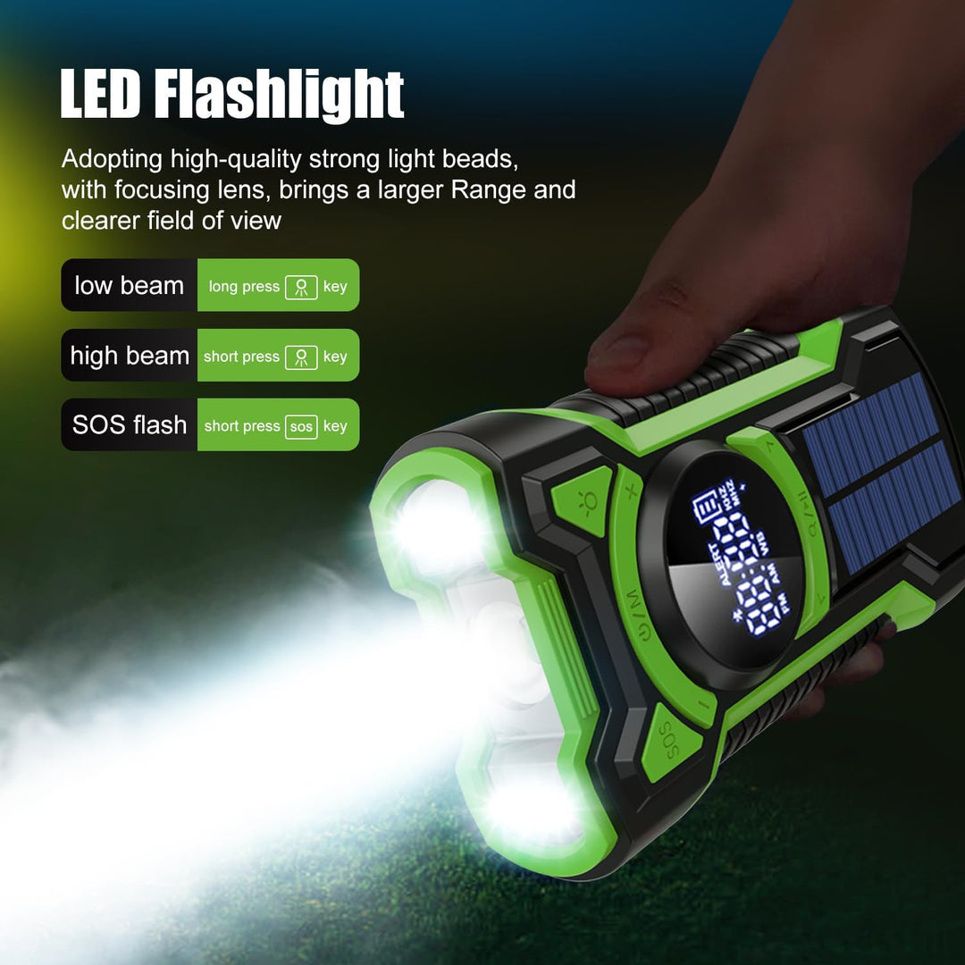 5000 mAh Notfallradio, Wasserdichtes Solar Radio mit Bluetooth, Aufladbares Powerbank Radio, Handkur