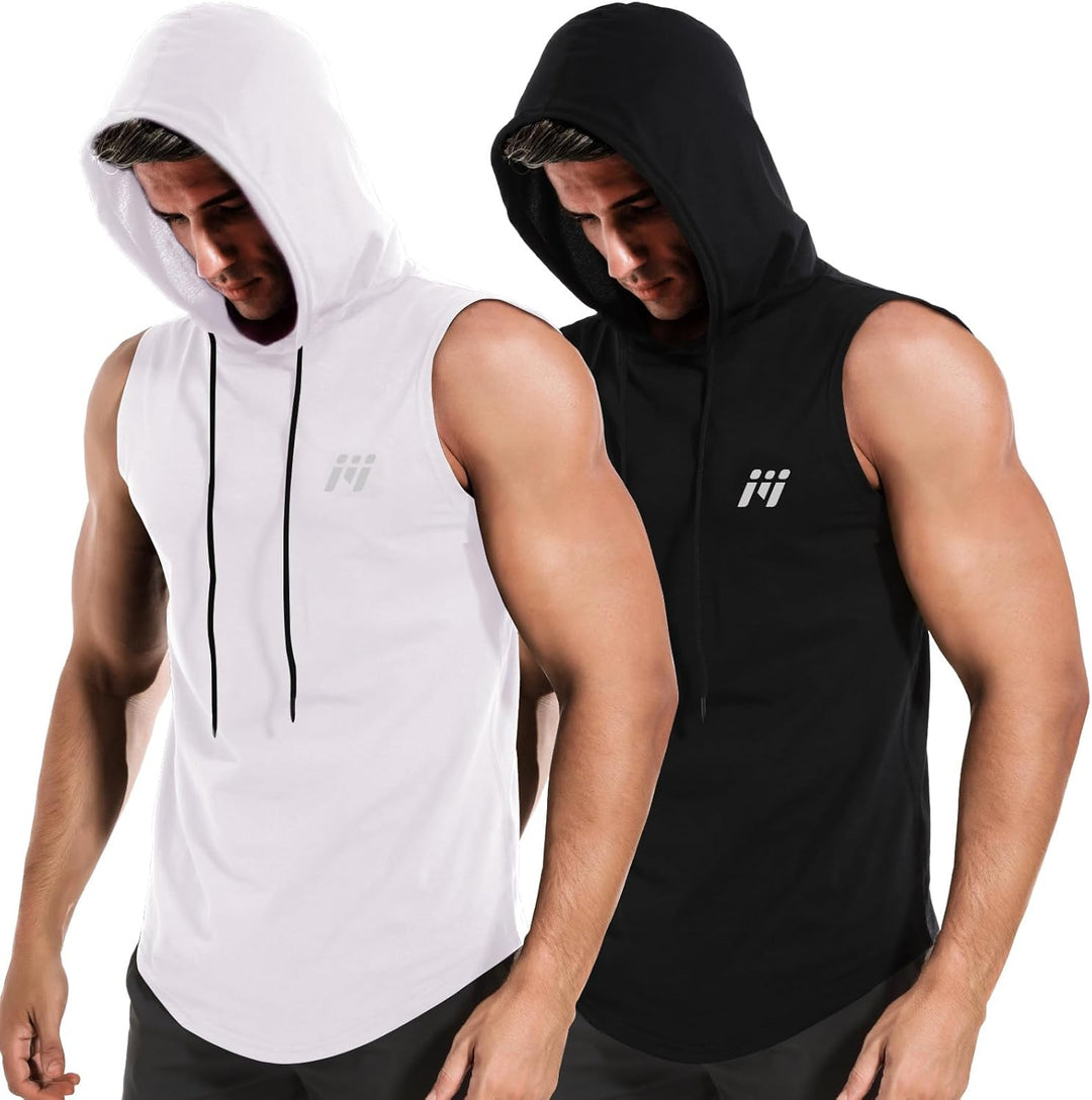MEETWEE Herren Tank Top, Sportshirt mit Kapuze Ärmelloses Muskelshirts Fitness Sleeveless Shirt Atmu
