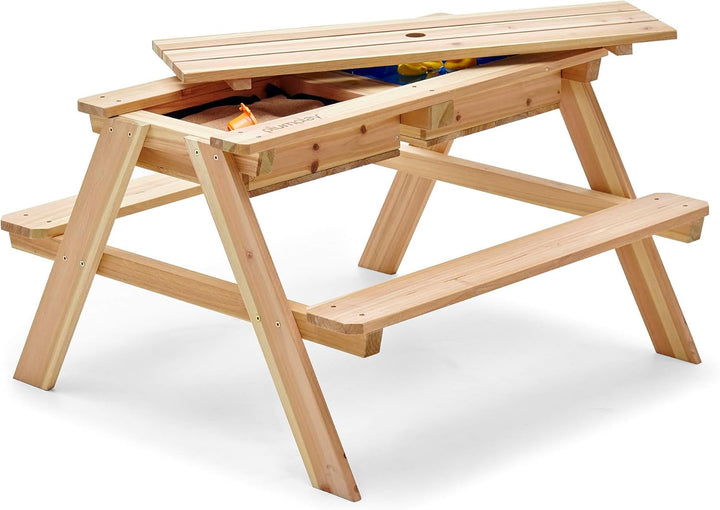 Plum Play Surfside Junior Sand und Wasser 3-in-1 Aktivitäts-Spiel-Picknicktisch mit Sonnenschirm, ab