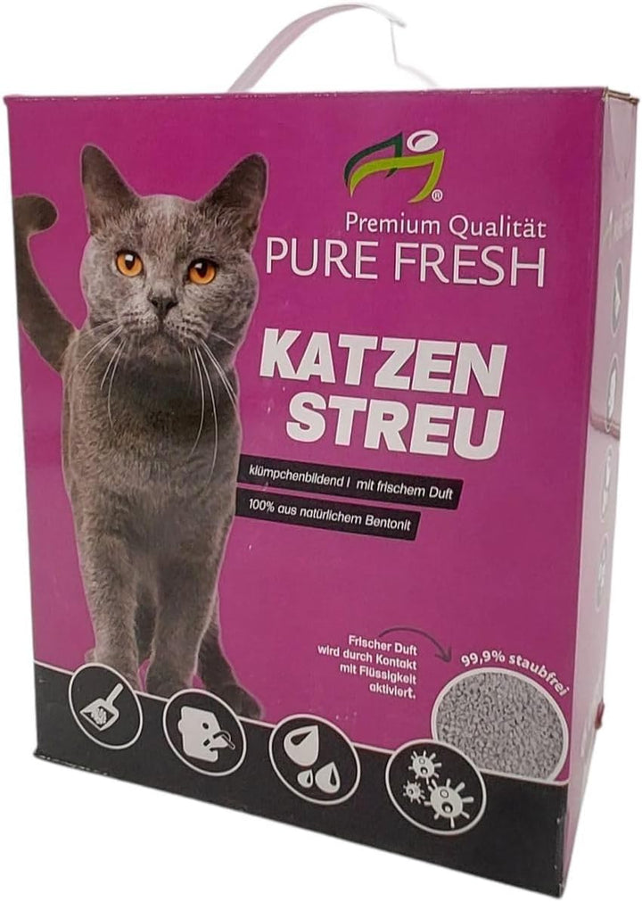 BURI 18L (15,6Kg) Katzenstreu Klumpstreu duftend mit Duft klumpend 100% Bentonit saugstark Streu Ein