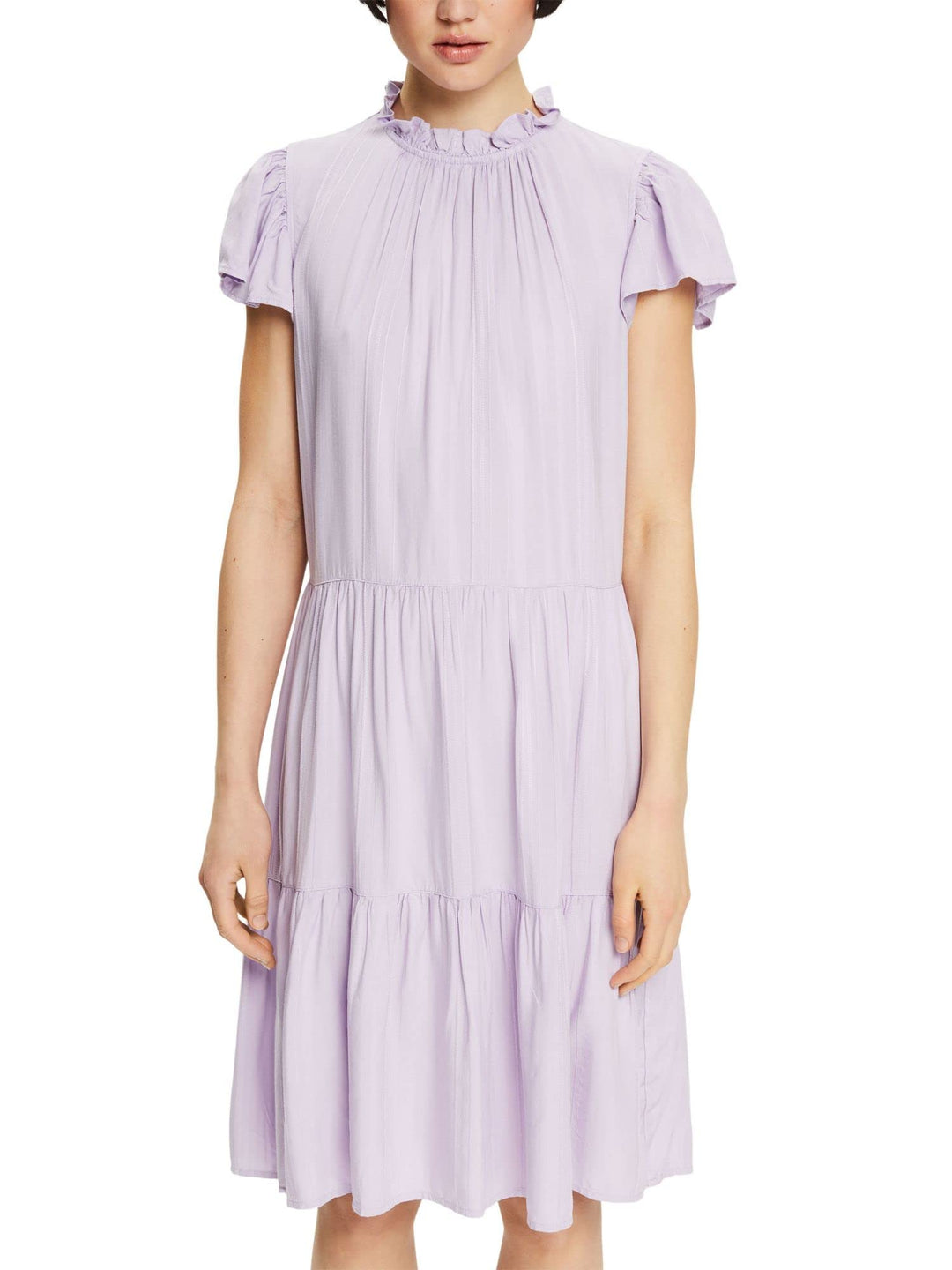 ESPRIT Kleid mit Rüschen-Kragen, LENZING™ ECOVERO™ XS 570/Lavender, XS 570/Lavender