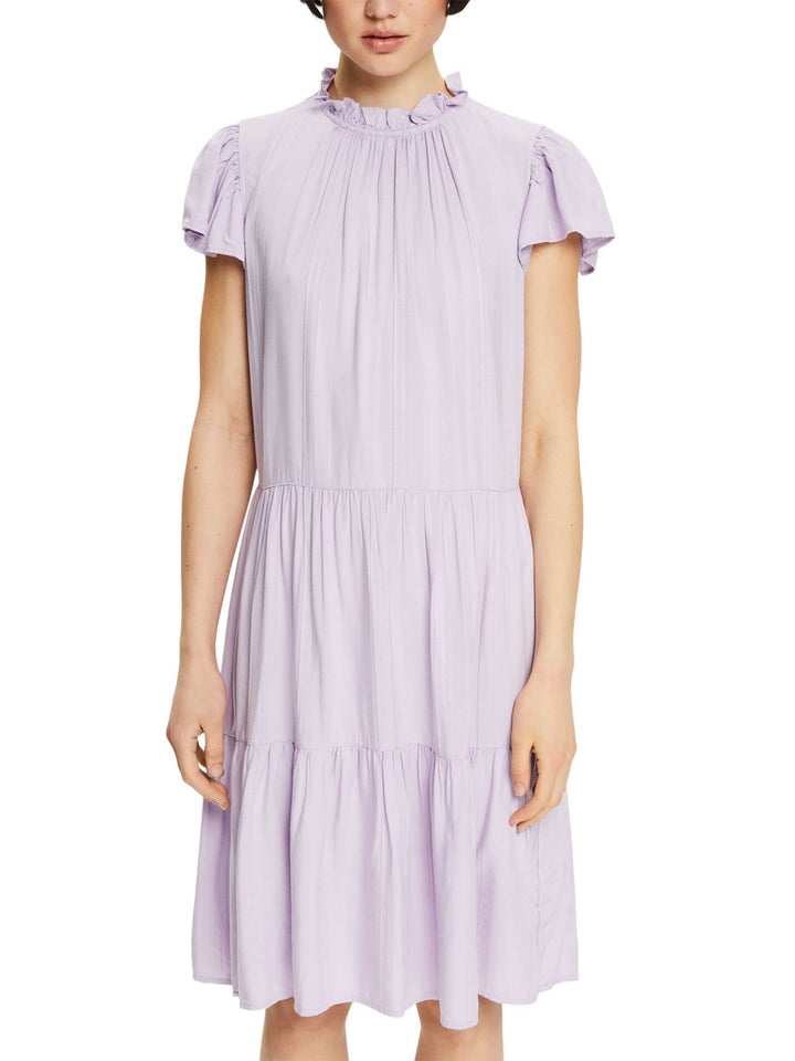 ESPRIT Kleid mit Rüschen-Kragen, LENZING™ ECOVERO™ XS 570/Lavender, XS 570/Lavender