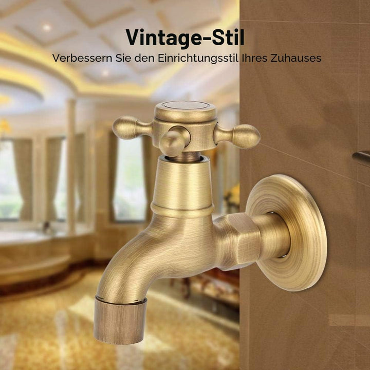 G1 / 2 Wandmontage Vintage Massivem Messing Wasserhahn Wasserhahn für Spülbecken Mopp(Short) Silber