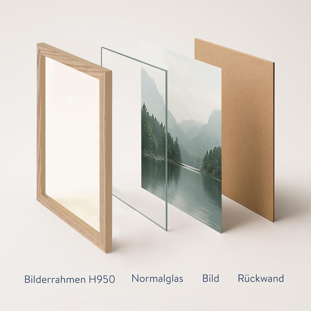 WANDStyle Bilderrahmen Modern 30x40cm I Farbe: Eiche I Fotorahmen I klassischer Holzbilderrahmen I M