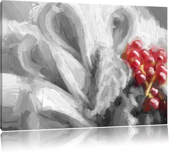 bunte frische Obstschale schwarz/weiss Deluxe Format: 100x70 cm auf Leinwand, XXL riesige Bilder fer