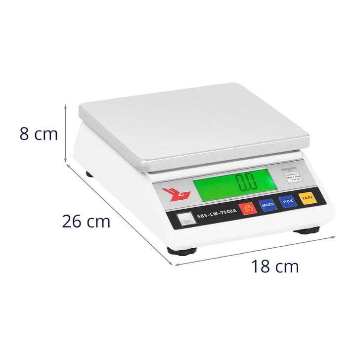 Steinberg Systems SBS-LW-7500A Feinwaage Präzisionswaage Digitalwaage (7500 g / 0,1 g, LCD Display,
