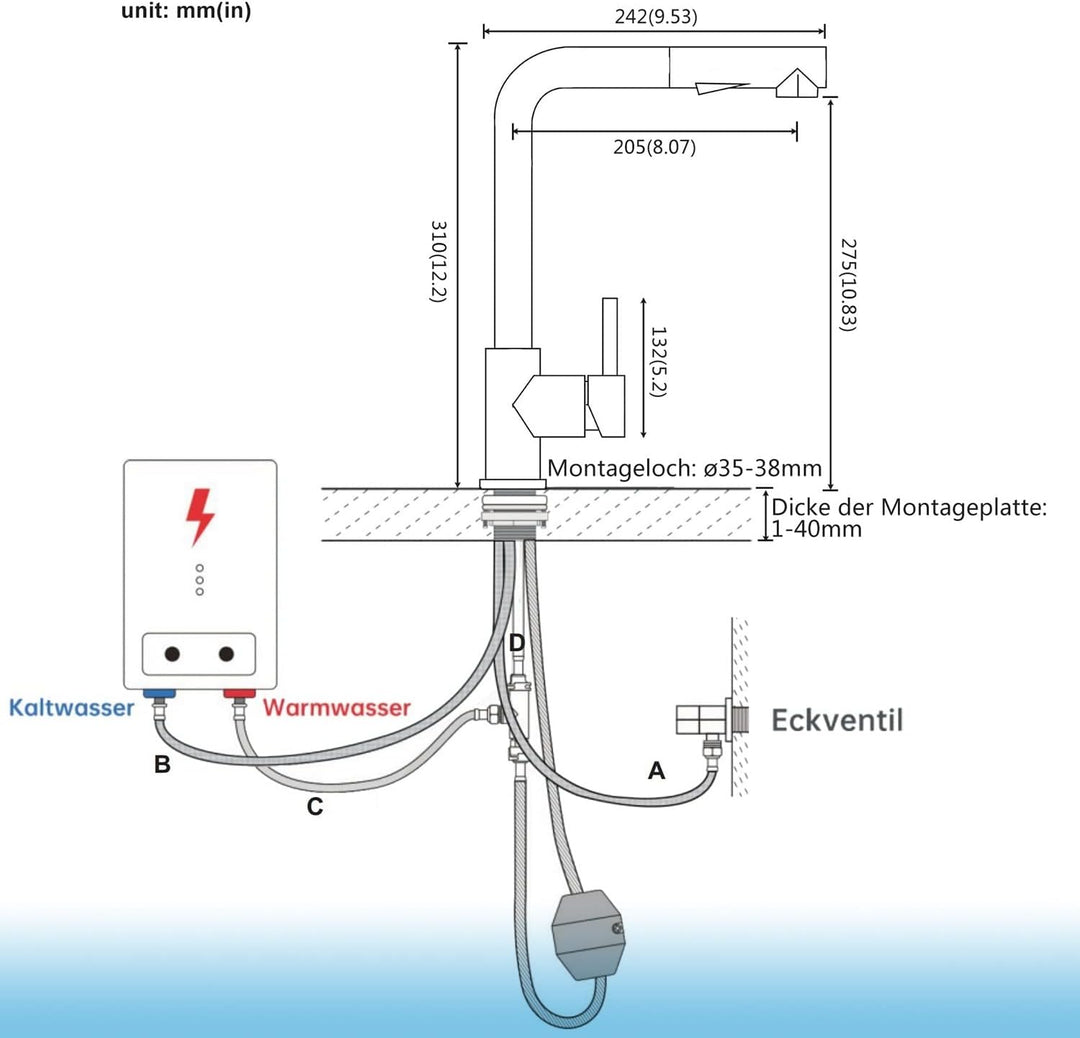 Tohlar Niederdruck Armatur Küche Ausziehbar Schwarz mit Magnet Andocken Brause, Edelstahl Wasserhahn