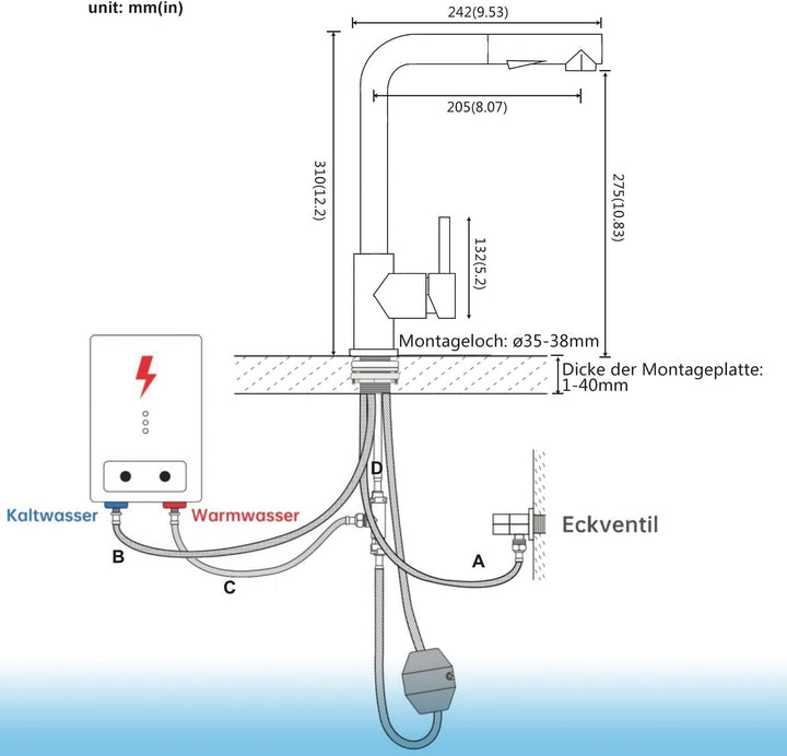 Tohlar Niederdruck Armatur Küche Ausziehbar Schwarz mit Magnet Andocken Brause, Edelstahl Wasserhahn