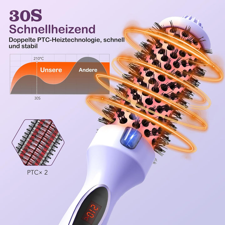 Thermobürste, Thermal Brush Ionische Lockenbürste Erhitzt zur Erzeugung Natürlicher Locken, Haarglät
