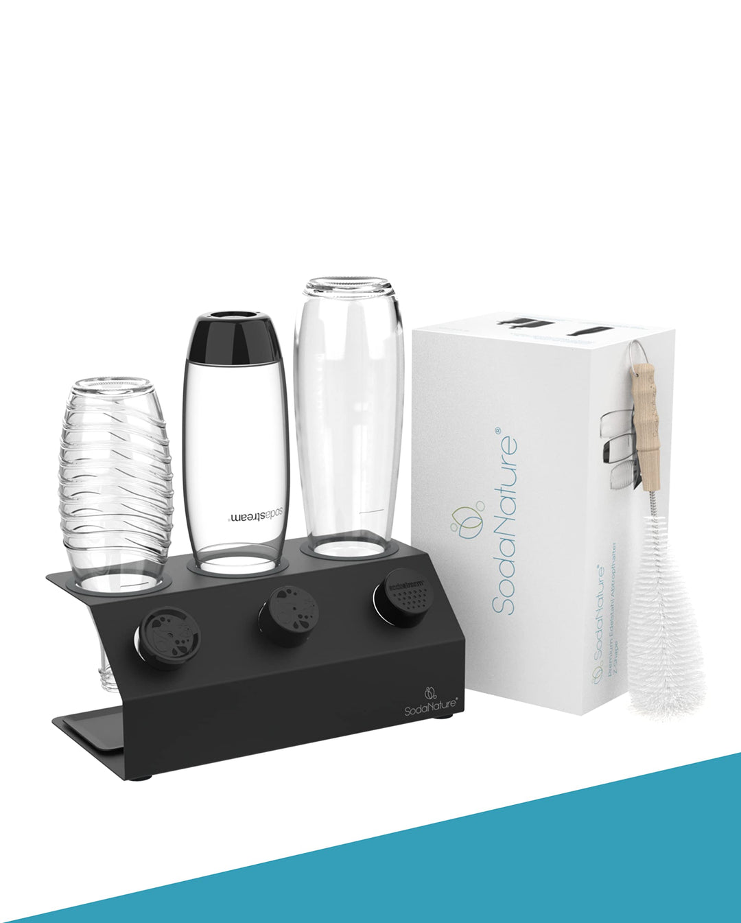 Premium 3er Edelstahl Flaschenhalter für SodaStream Flaschen (Duo & Crystal) | Set Timeless in Anthr
