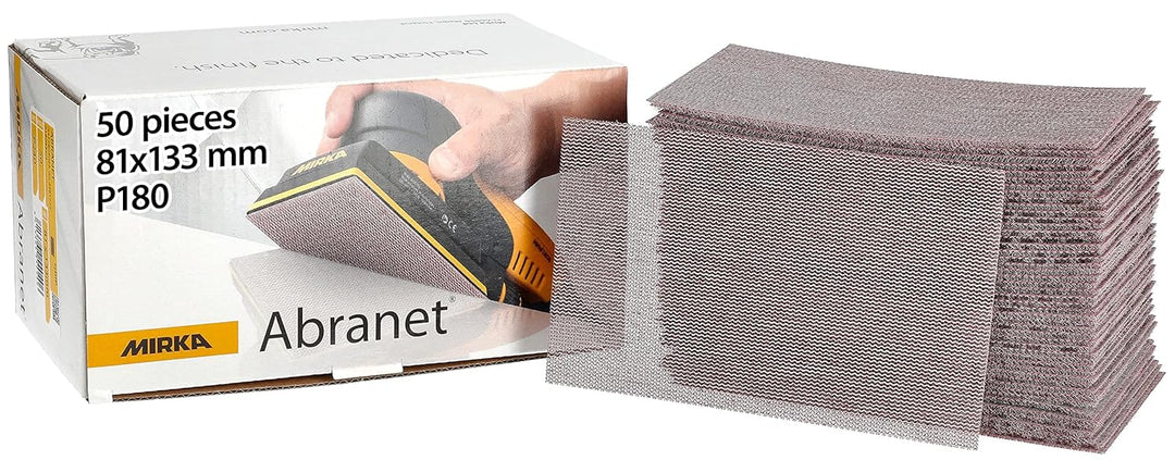 Mirka Abranet Netz-Schleifstreifen 81x133 mm Klett / Korn P180 / 50 Stk / zum Schleifen von Holz, Sp