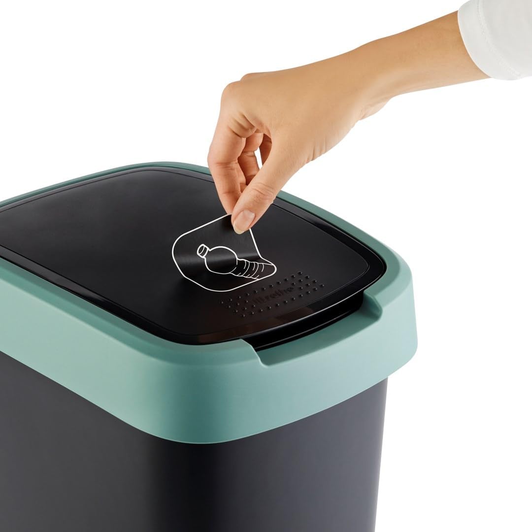 Rotho Twist Mülleimer Mülleimer mit Deckel zur Mülltrennung, Abfall-Recycling, BPA-frei (25L, Schwar