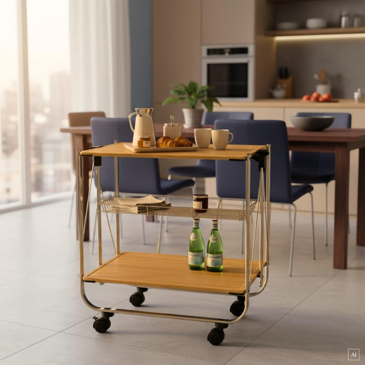 abc HOME | Servierwagen | DREI Ablageflächen | klappbar | 70 cm H (Holz (MDF))