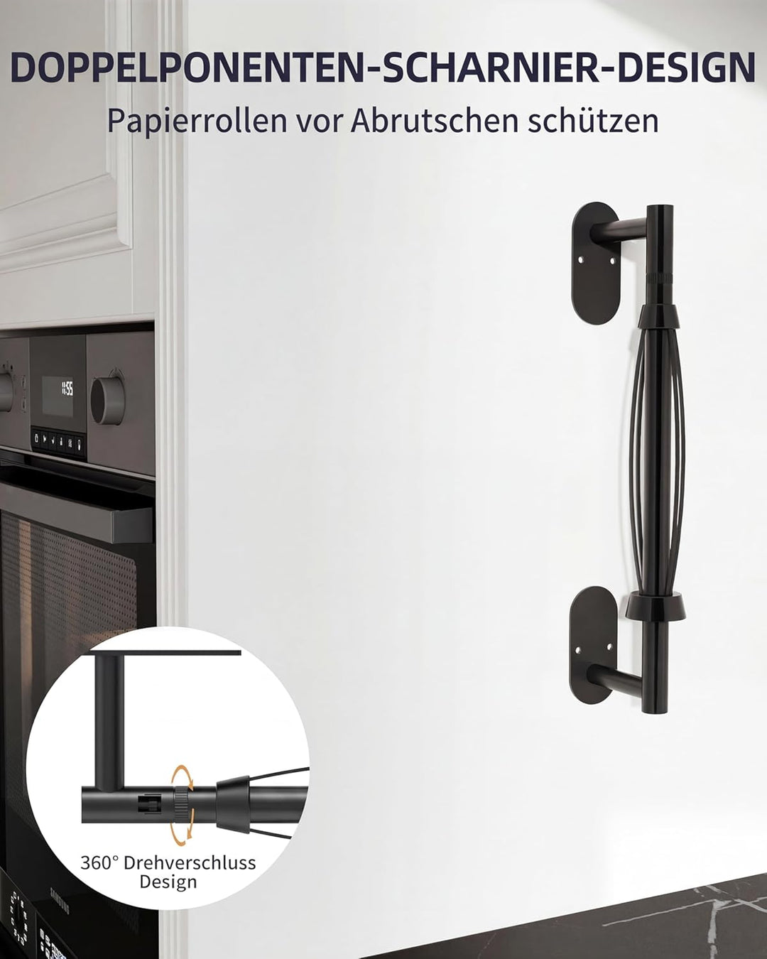 Küchenrollenhalter ohne Bohren mit Dämpfung, Doppelpfosten Küchenpapierhalter Wandmontage für Einhan
