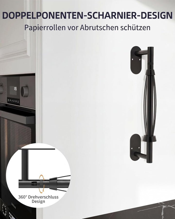 Küchenrollenhalter ohne Bohren mit Dämpfung, Doppelpfosten Küchenpapierhalter Wandmontage für Einhan