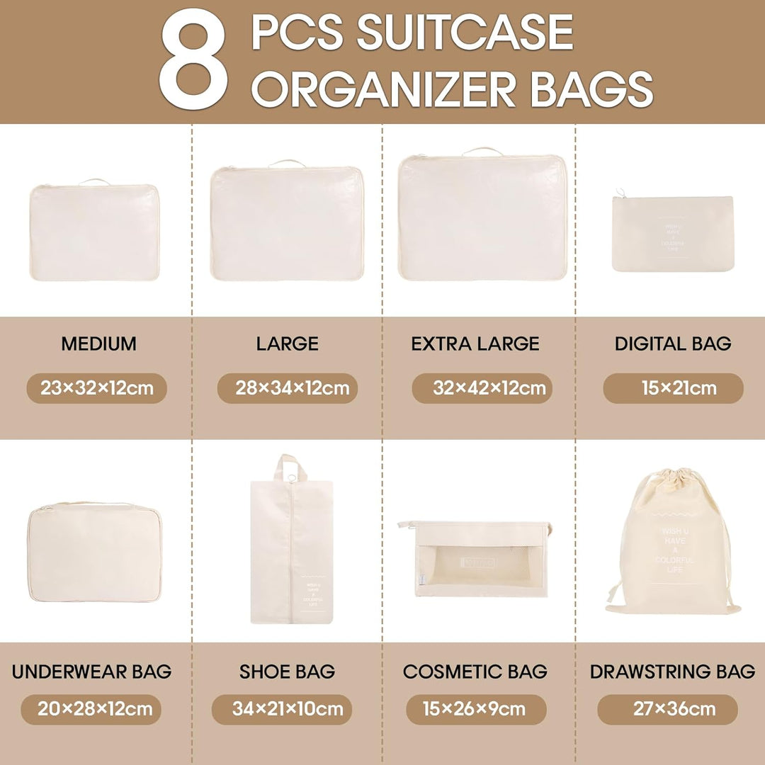 MosaiRudo 8-teilig Koffer Organizer Set, Packing Cubes, Packwürfel für Urlaub &amp; Business,Reise Organ