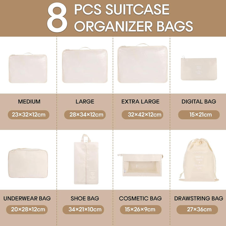 MosaiRudo 8-teilig Koffer Organizer Set, Packing Cubes, Packwürfel für Urlaub &amp; Business,Reise Organ