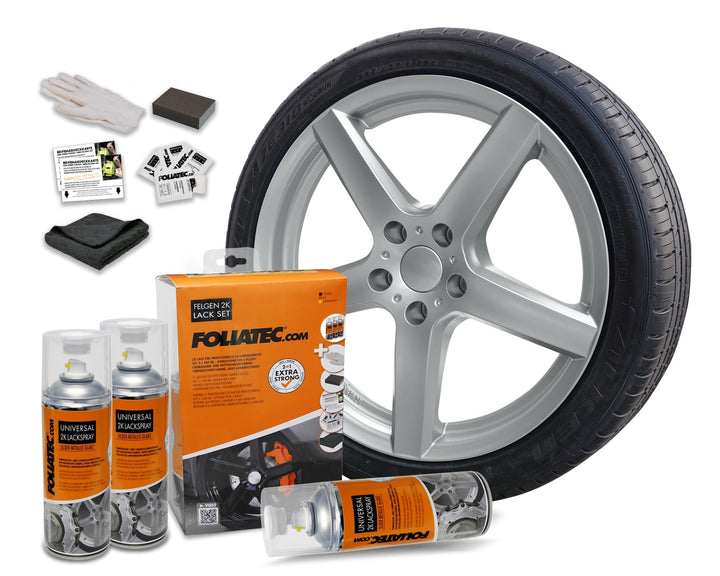 Foliatec Felgen 2K Lack Set, Silber Metallic Glänzend, Silber Metallic Glänzend