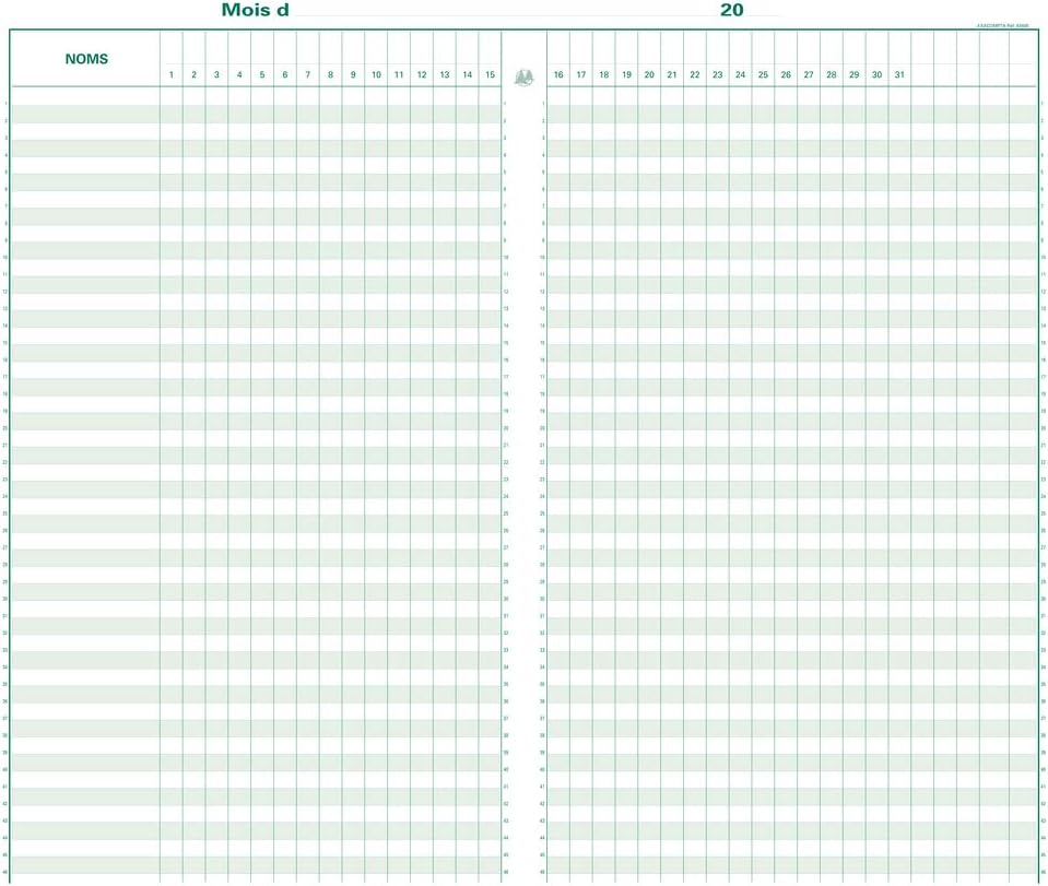 Piqure 40x24cm - Pointage 46 Lignes 80pages