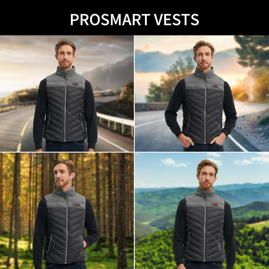 PROSmart Beheizte Weste Herren Leichtgewichts Beheizbare Weste mit USB Akku XXL, XXL