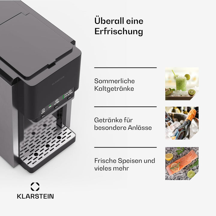 Klarstein ArcticBlend 3in1-Eiswürfelmaschine – 20 kg/24 h, Kugeleis & Crushed Ice, Wasserspender, 6-