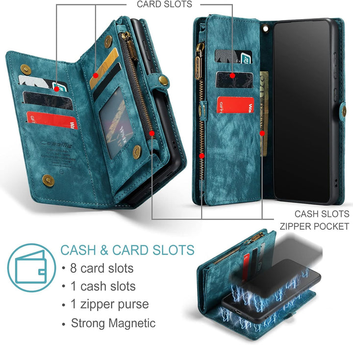für Galaxy S21 Ultra Hülle, Stossfest Kartenfach Magnetisch Abnehmbare Tasche Handyhülle für Samsung