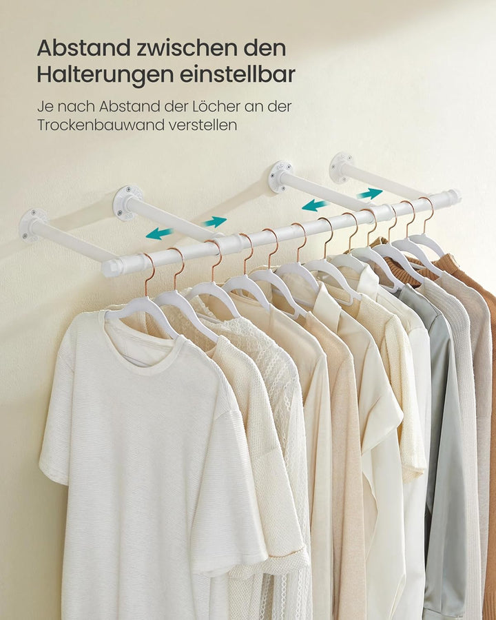 SONGMICS Kleiderstange für die Wand, 2er Set, Kleiderständer Wandmontage, Industrie-Design, platzspa