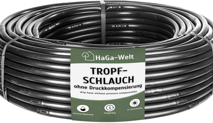 HaGa® Bewässerungsset - 25 Meter Tropfschlauch 16mm ohne Druckkompensierung inkl. Zubehör - Perlschl