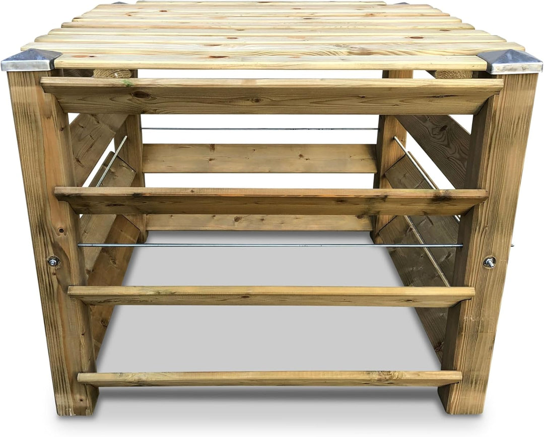 ECO Komposter Brettkomposter aus Holz mit Deckel und Kappen 100x100x80 cm - ca. 650 L