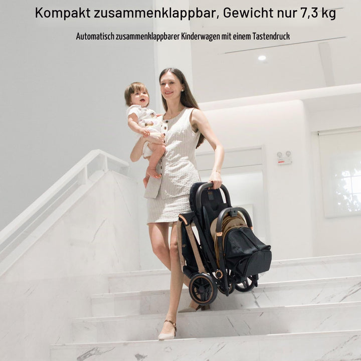 Gromast Gravity Faltbarer Kinderwagen, Tragbarer Reise-Kleinkindbuggy Mit Verstellbarer Rückenlehne