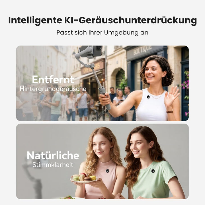 Drahtloses Ansteckmikrofon für iPhone, magnetisches Mini-Mikrofon | KI-Geräuschunterdrückung, Plug &amp;