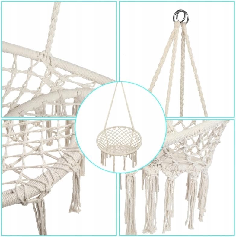 Hängesessel Hängestuhl Outdoor Indoor Garten Hängeschaukel Boho Grau, Grau