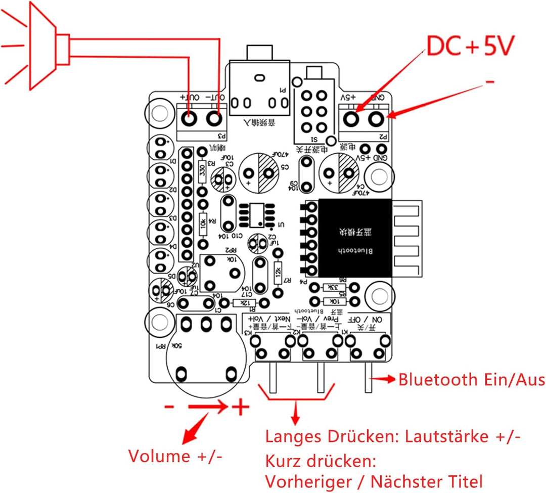 PZMYJB Bluetooth-Lautsprecher DIY Löt-Kit 3W MINI HT6872 Audio-Verstärker Musik Stereo mit Acryl-Sch