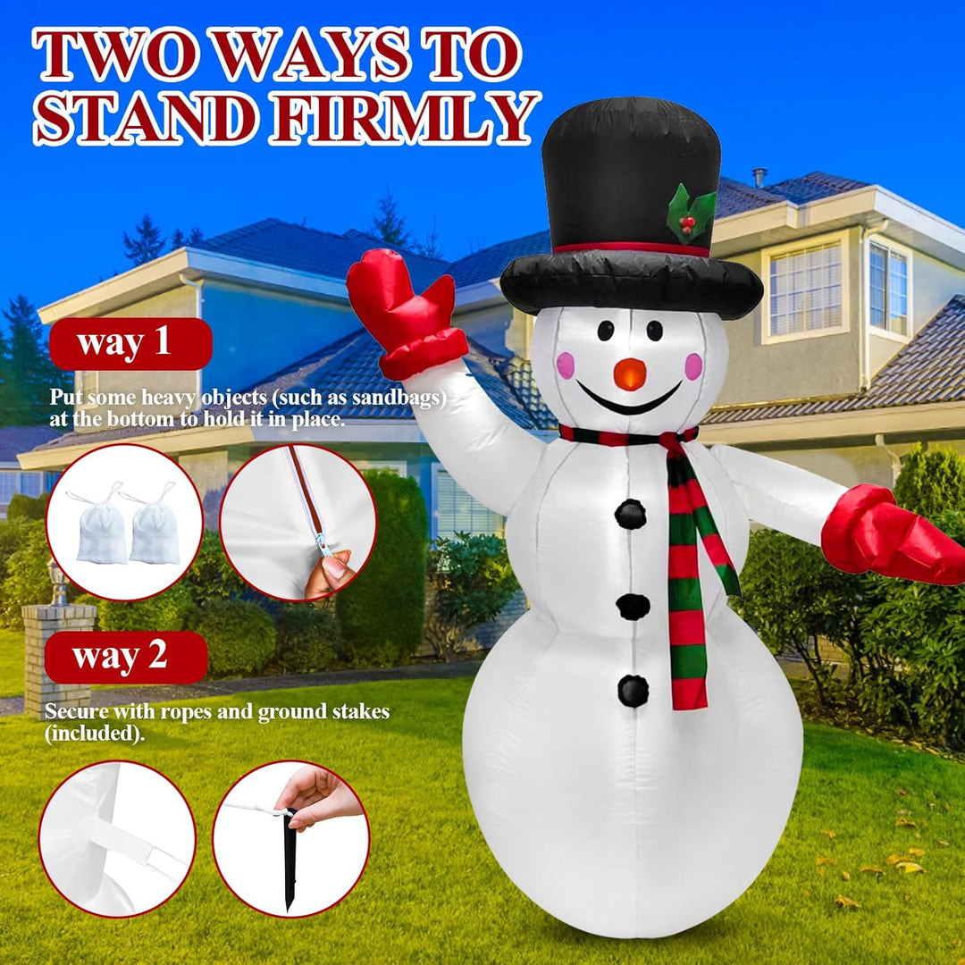 1.8m Aufblasbarer Schneemann Weihnachten mit LED Lichtern Aussendekoration Aufblasbarer Schneemann W