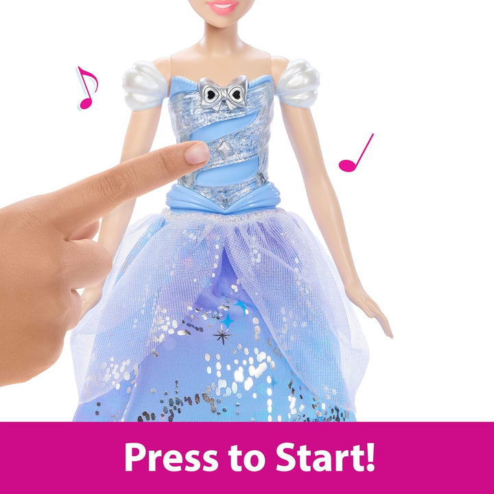 Mattel Disney Princess, Cinderella mit aufleuchtendem Kleid und Soundeffekten, aktiviert durch Zaube