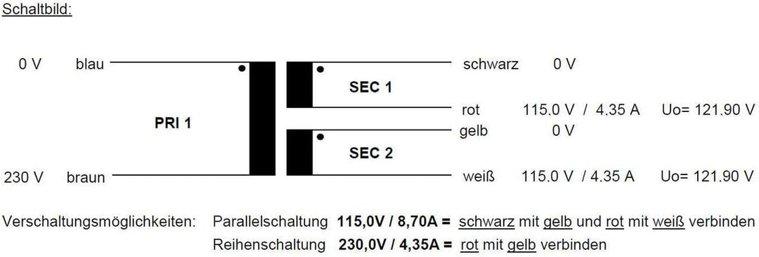 Lumonic Ringkerntrafo Transformator 1000VA 2x115V für Audio, Industrie, Halogen und Schienensysteme
